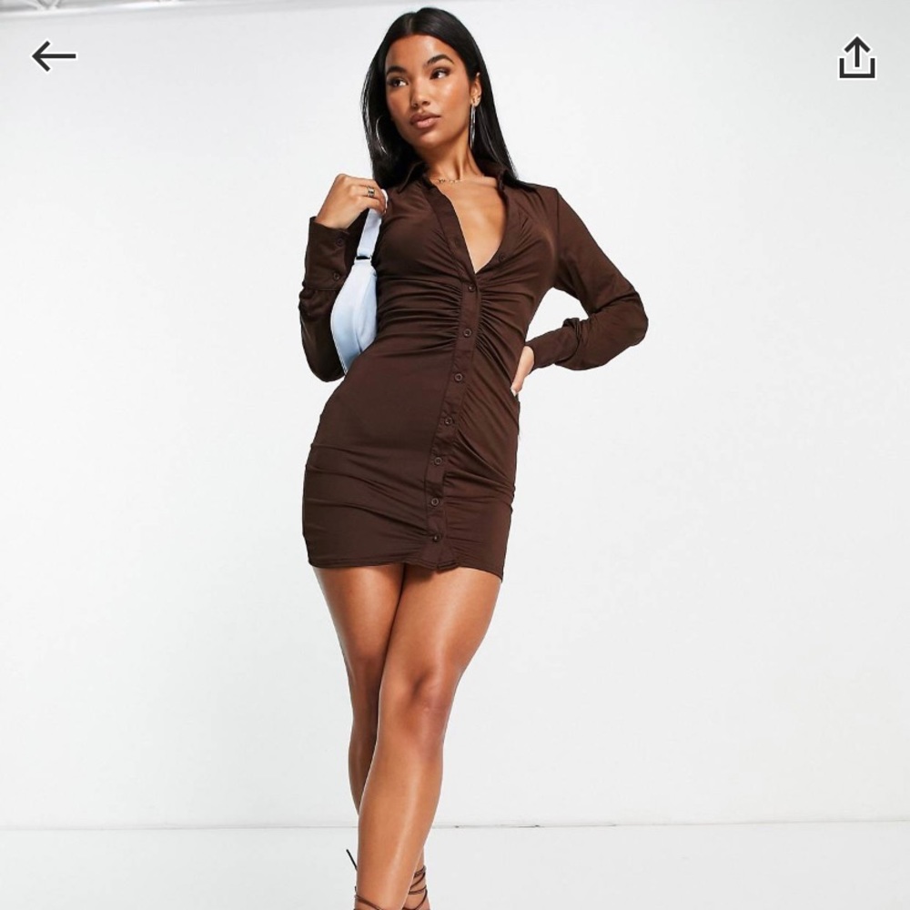 Tiger mist button down brown dress XS NWT